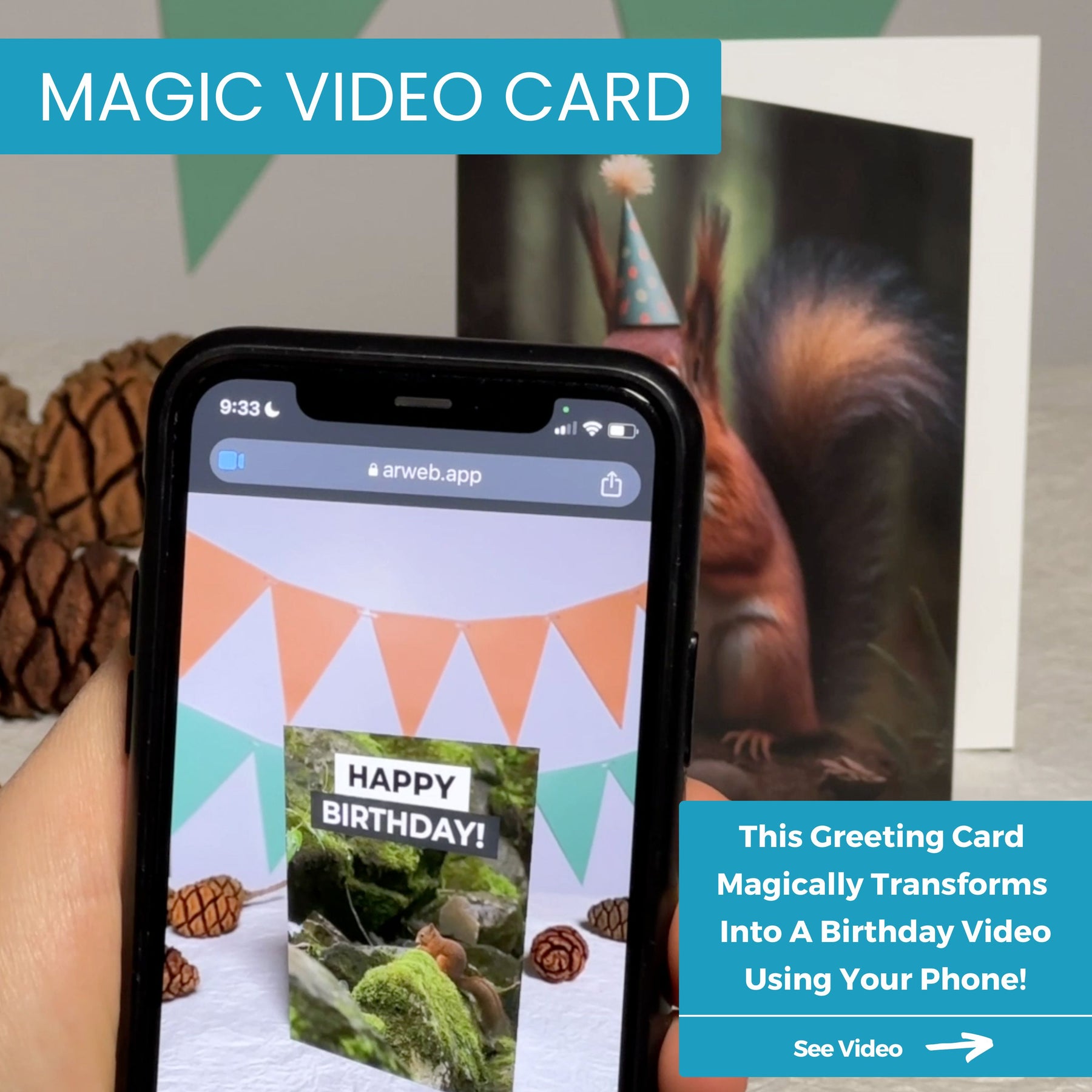 Red Squirrel Birthday | Magic Birthday Card