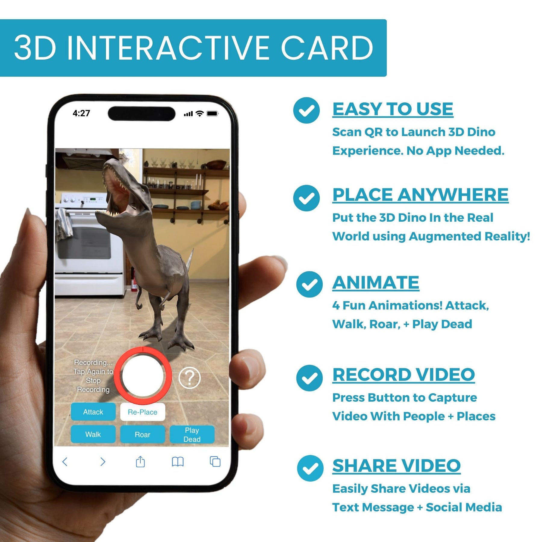 3D Dino | 3D AR Dinosaur Birthday Card