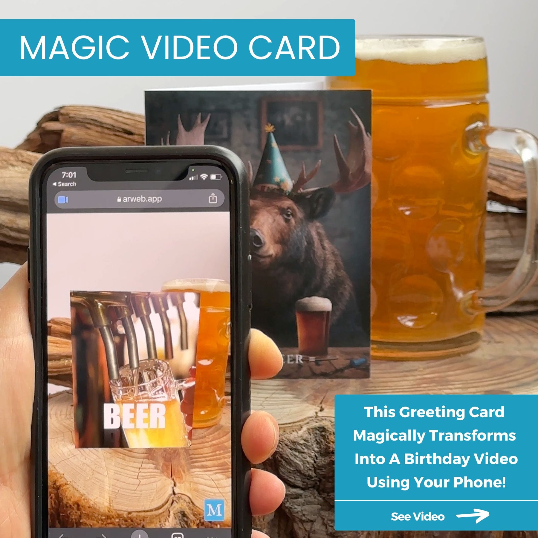 Bear Deer Beer | Magic Birthday Card
