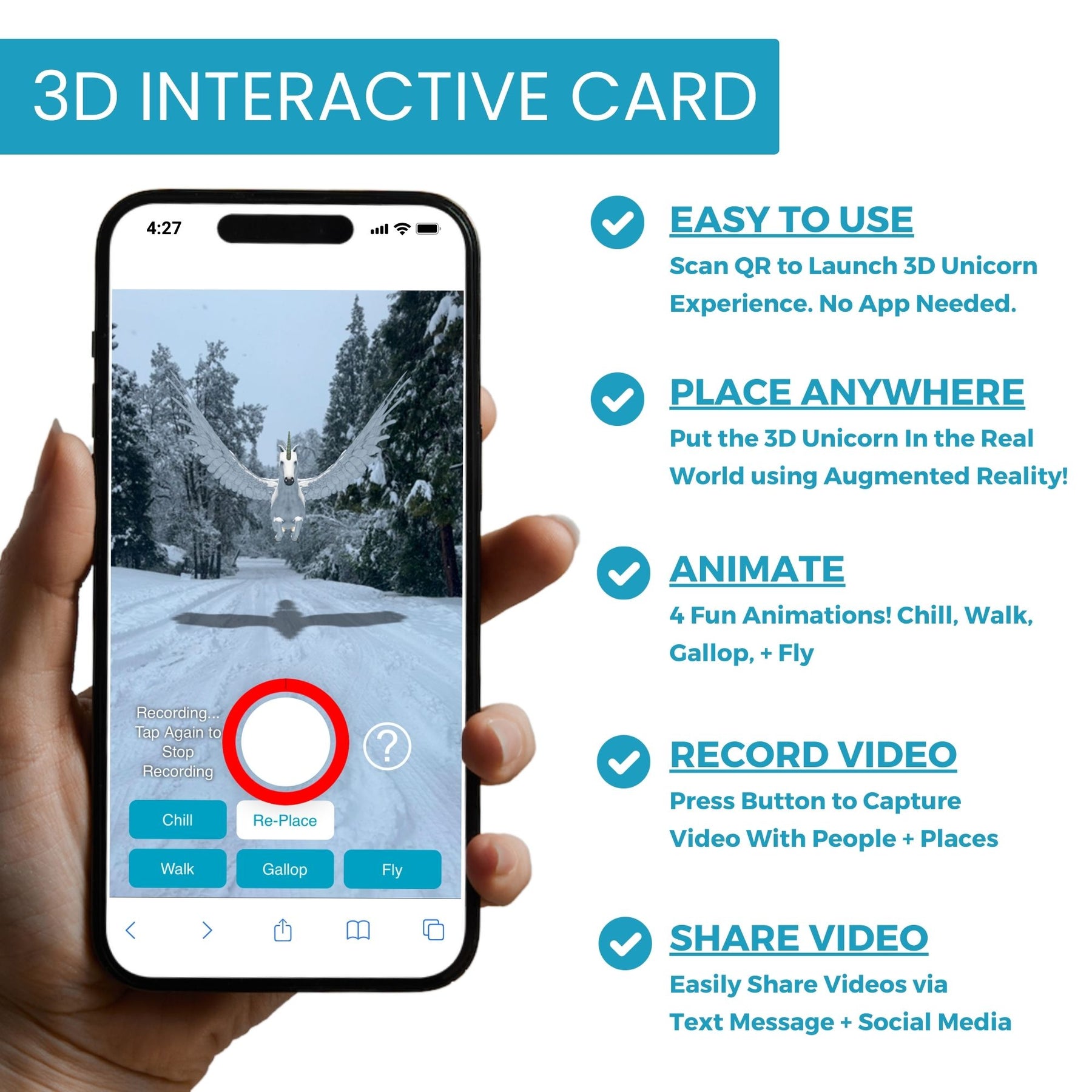 3D Magic Unicorn | 3D AR Unicorn Birthday Card