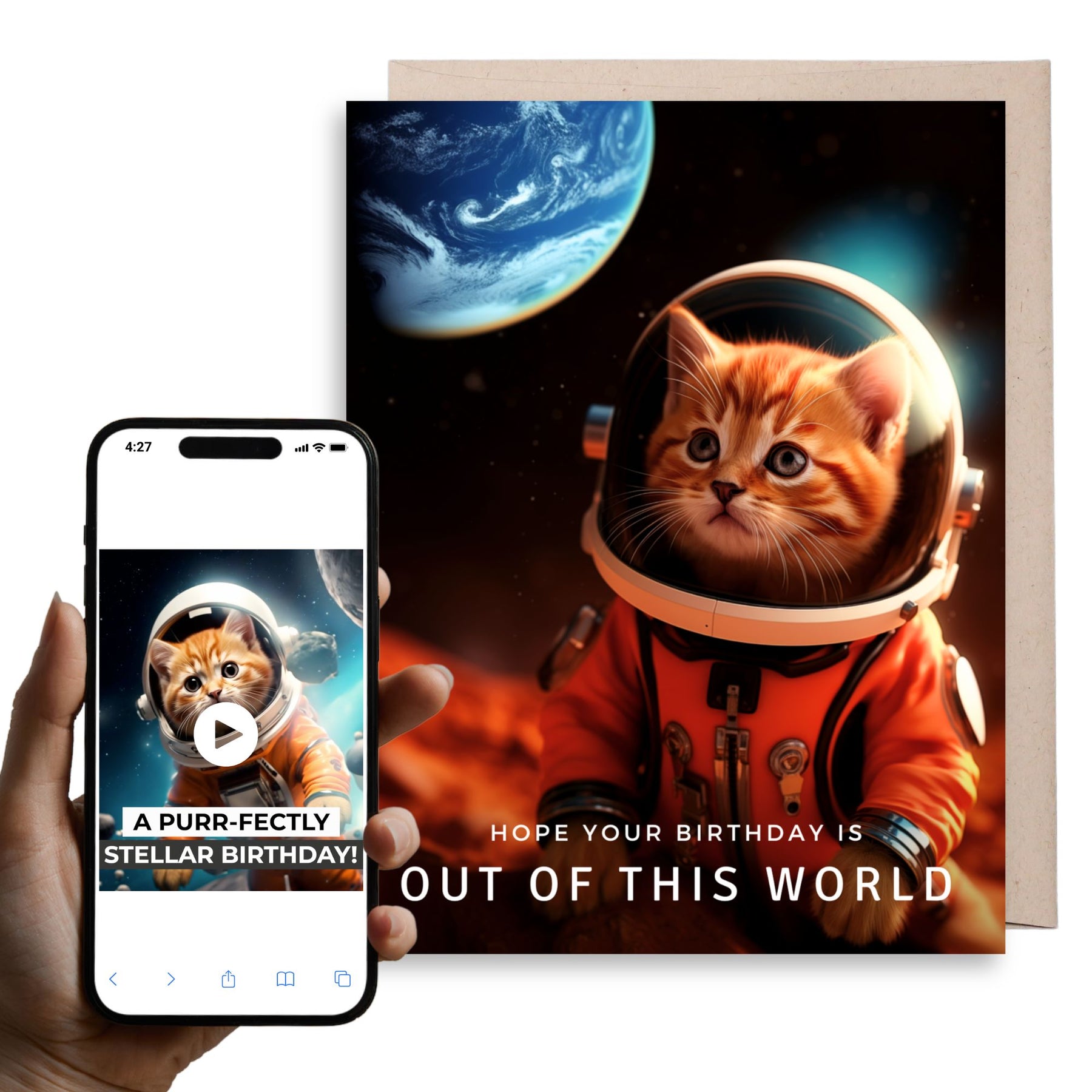 Space Cat | Magic Birthday Card