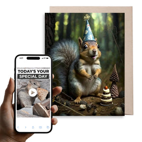 Grey Squirrely Birthday | Interactive AR Birthday Card